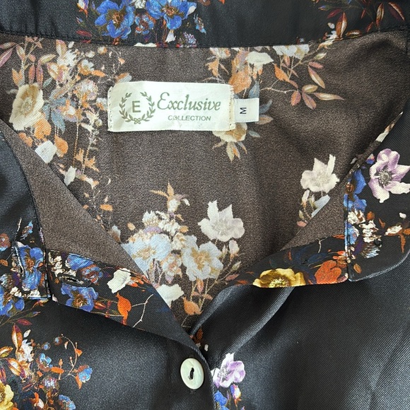 Exclusive Fit n Flare Ruffles Long Sleeve Floral Black Midi Dress Smocked Waist - Picture 10 of 10